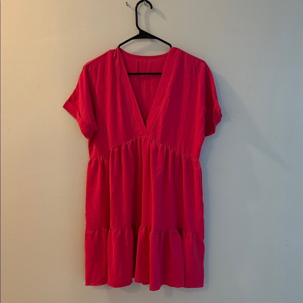 Women's Pink V-Neck Dress